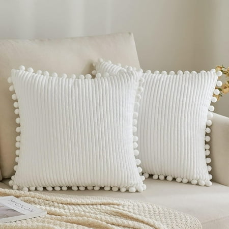 MIULEE Boho Decorative Throw Pillow Covers with Pom-poms Soft Corduroy Square Solid Cushion Cases Pillowcases for Couch Sofa Bedroom 16x16 inch Pure White
MIULEE Boho Decorative Throw Pillow Covers with Pom-poms Soft Corduroy Square Solid Cushion Cases Pillowcases for Couch Sofa Bedroom 16x16 inch Pure White