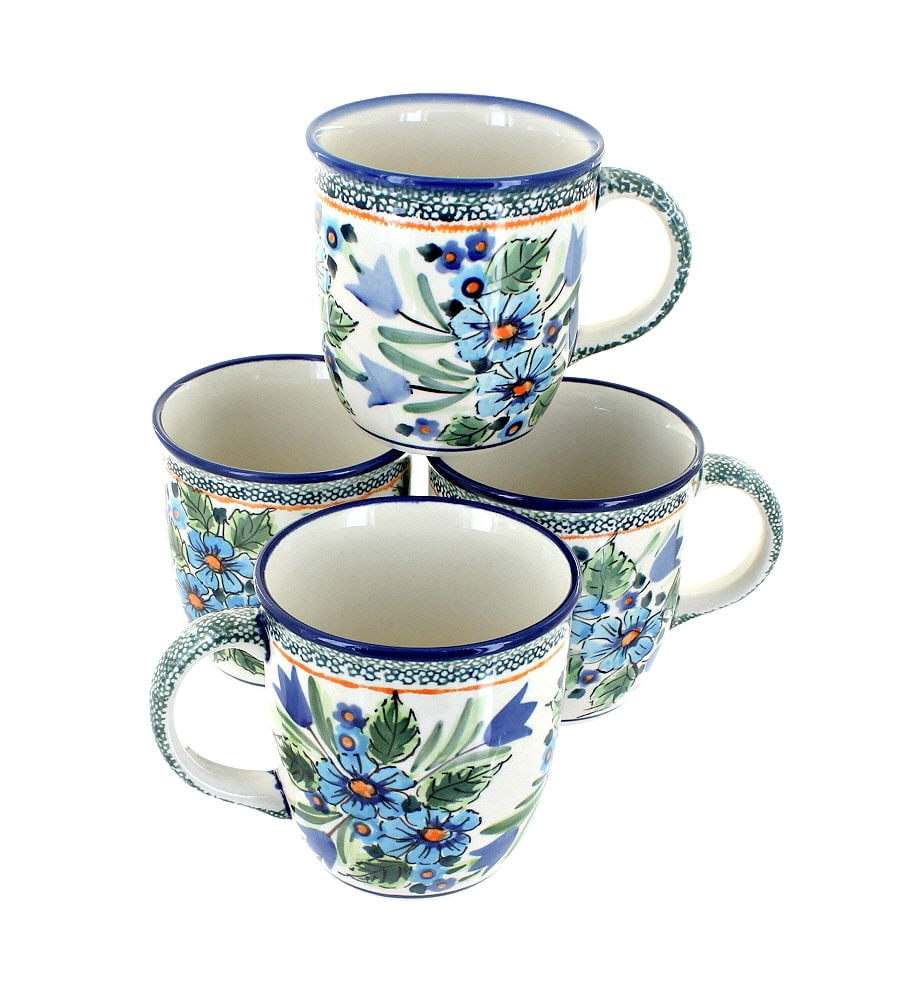 Blue Rose Polish Pottery Ballina Piece Coffee Mug Set Walmart