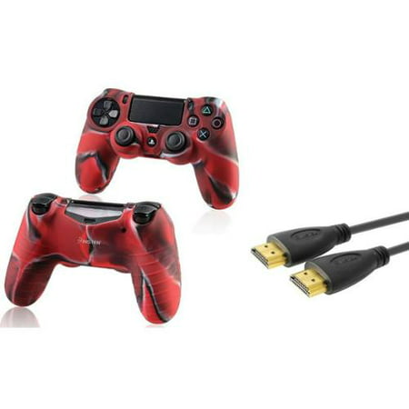 Insten Black 15FT M\/M High Speed HDMI Cable+Camouflage Navy Red Case for Sony PS4 Playstation 4