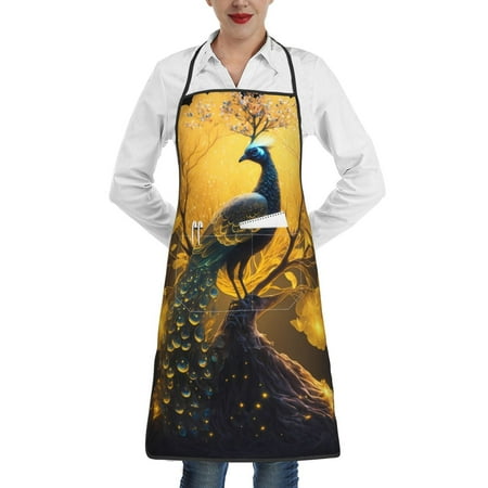 Lukts Elegant Gold Leaf Peacock Pattern Kitchen Apron Waterdrop Resistant Apron with adjustable Aprons for Women and Men with Pockets Cooking Apron
Lukts Elegant Gold Leaf Peacock Pattern Kitchen Apron Waterdrop Resistant Apron with adjustable Aprons for Women and Men with Pockets Cooking Apron