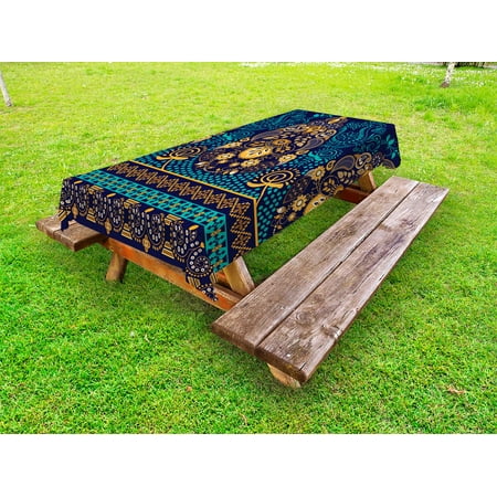 Paisley Outdoor Tablecloth Ethnic Backgrounded Design with the Pattern of Flower Leaves and Dots Image Decorative Washable Fabric Picnic Tablecloth 58 X 120 Inches Blue and Gold by Ambesonne
Paisley Outdoor Tablecloth Ethnic Backgrounded Design with the Pattern of Flower Leaves and Dots Image Decorative Washable Fabric Picnic Tablecloth 58 X 120 Inches Blue and Gold by Ambesonne