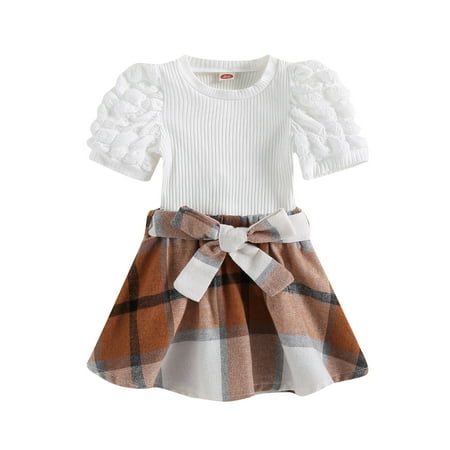 Baby Girls Skirt Suit Short Sleeve Round Neck Shirt + Plaid Print A-Lined Half Dress (9-24Months,2-4Years)
Baby Girls Skirt Suit Short Sleeve Round Neck Shirt + Plaid Print A-Lined Half Dress (9-24Months,2-4Years)