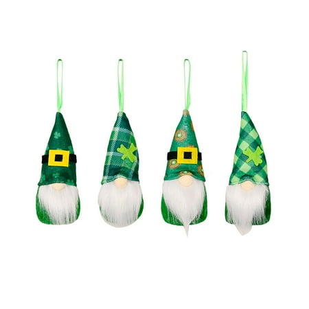 Saint Patricks Day Ornaments Gnome for Doll Pendants Set of 4 Plush Dolls Decor