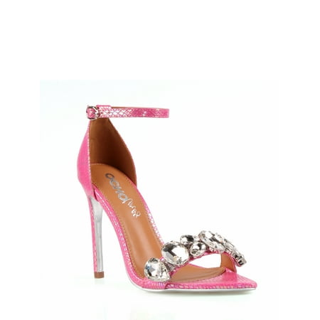 Ochotoros Rhinestone Women s Stiletto High Heel Sandals in Pink