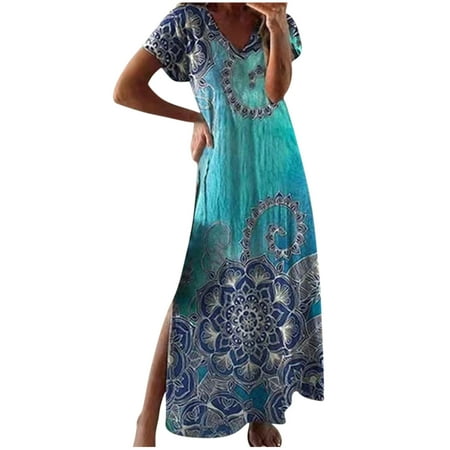 Juebong Women s Summer Casual V-Neck Short Sleeve Vacation Printed Split Resort Style Dresses
Juebong Women s Summer Casual V-Neck Short Sleeve Vacation Printed Split Resort Style Dresses