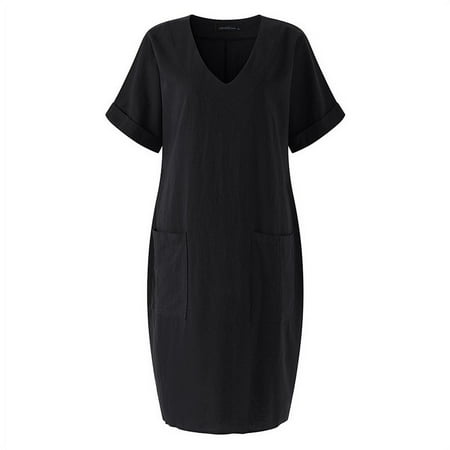 TANGNADE Women s Ladies Summer Casual Loose Solid V-neck Short Sleeve Pocket Long Dress
TANGNADE Women s Ladies Summer Casual Loose Solid V-neck Short Sleeve Pocket Long Dress
