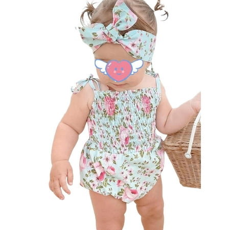 2Pcs Newborn Baby Girls Outfit Floral Print Sleeveless Halter Pleated Romper with Bow Headband Clothes Set
2Pcs Newborn Baby Girls Outfit Floral Print Sleeveless Halter Pleated Romper with Bow Headband Clothes Set