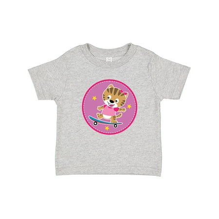 Inktastic Skateboarding Cat Girls Skateboarder Gift Baby Girl T-Shirt
