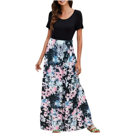 Long Sleeve Dress for Women Wedding Dress Women Summer Casual Crewneck Short Sleeve Floral Printed Long Maxi Dress Sundresses for Women Summer Dresses for Women on Clearance Black M
Long Sleeve Dress for Women Wedding Dress Women Summer Casual Crewneck Short Sleeve Floral Printed Long Maxi Dress Sundresses for Women Summer Dresses for Women on Clearance Black M