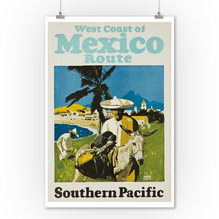 Southern Pacific - Mexico Route Vintage Poster (artist: Logan) USA c. 1931 (9x12 Art Print, Wall Decor Travel Poster)