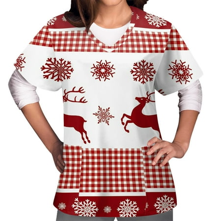 jsaierl Women Christmas Scrub Tops V-Neck Short Sleeve Deer Print Top Nurse Uniform Working T Shirts Comfy Soft Blouse Tees with Pockets
jsaierl Women Christmas Scrub Tops V-Neck Short Sleeve Deer Print Top Nurse Uniform Working T Shirts Comfy Soft Blouse Tees with Pockets