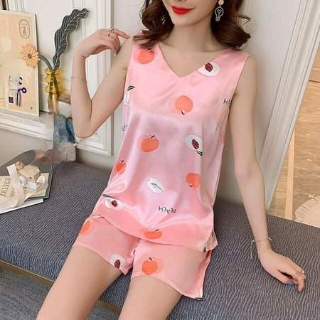 PIKADINGNIS New Pajamas for Women Summer Sexy Print Short Sleeve Silk V-neck 3XL Sleepwear Set Lonxu Silk Pajamas Set Vest Girl Pyjamas Set
PIKADINGNIS New Pajamas for Women Summer Sexy Print Short Sleeve Silk V-neck 3XL Sleepwear Set Lonxu Silk Pajamas Set Vest Girl Pyjamas Set