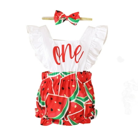 KIMI BEAR Infant Baby Girls Romper Outfits 18 Months Girls Summer Clothes Sweet Watermelon Pattern Element Ruffled Sleeve Jumpsuits Headband 2PCs Set 18-24 Months Red
KIMI BEAR Infant Baby Girls Romper Outfits 18 Months Girls Summer Clothes Sweet Watermelon Pattern Element Ruffled Sleeve Jumpsuits Headband 2PCs Set 18-24 Months Red