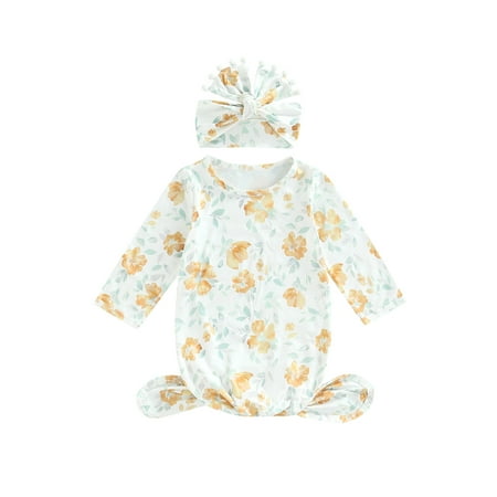 

jaweiwi Infant Baby Girls Sleeping Bag Cow Pattern/Floral Print Round Neck Long Sleeve Swaddle Wearable Sleeper Blankets with Headband