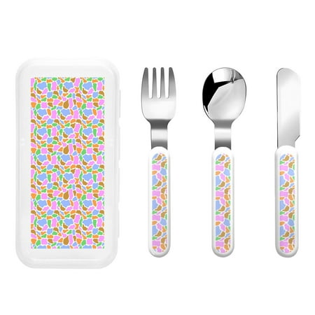 Bingfone Colorful Cow Skin Print Toddler Utensils Kids Silverware 3pcs Safety Stainless Steel Toddler Fork Spoon Knife Set Children Flatware Set
Bingfone Colorful Cow Skin Print Toddler Utensils Kids Silverware 3pcs Safety Stainless Steel Toddler Fork Spoon Knife Set Children Flatware Set