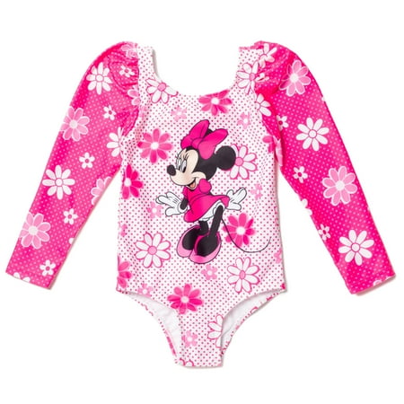 Disney Minnie Mouse Toddler Girls One Piece Bathing Suit Floral Pink 4T