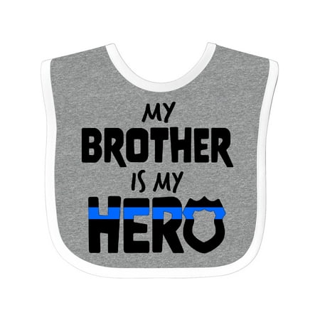 Inktastic My Brother is My Hero Police Officer Family Gift Baby Boy or Baby Girl Bib