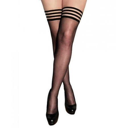 Kixies Taylor Silky Sheer Thigh High Black A