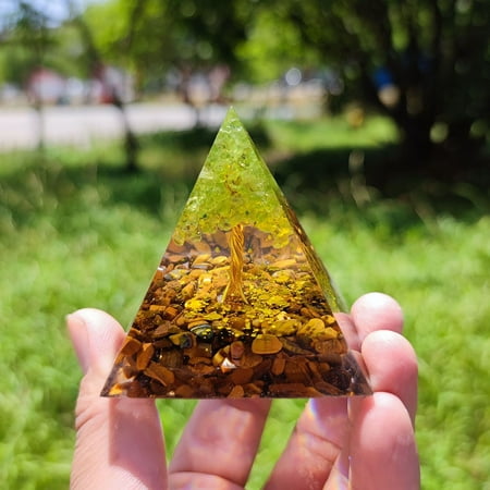 Amethyst Crystal Healing Orgonite Pyramid Obsidians Chakra Energy Orgone Stones