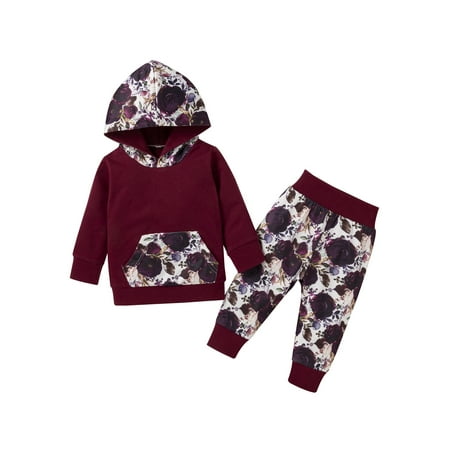 IZhansean Infant Baby Girl Outfits Long Sleeve Pocket Hooded Floral Pants Set Autumn Clothes Purple Red 12-18 Months
IZhansean Infant Baby Girl Outfits Long Sleeve Pocket Hooded Floral Pants Set Autumn Clothes Purple Red 12-18 Months