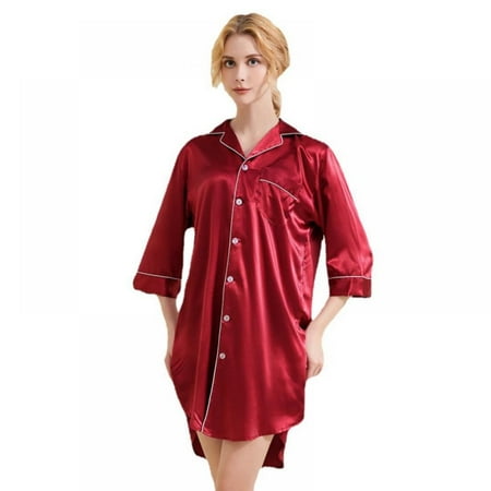 Summer Thin Silk Pajamas Home Clothes V-neck Loose Large Seven Sleeve Shirt Nightdress S-XXL
Summer Thin Silk Pajamas Home Clothes V-neck Loose Large Seven Sleeve Shirt Nightdress S-XXL