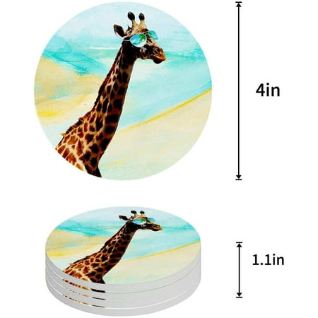 FMSHPON Giraffe Set of 4 Round Coaster for Drinks Absorbent Ceramic Stone Coasters Cup Mat with Cork Base for Home Kitchen Room Coffee Table Bar Decor
FMSHPON Giraffe Set of 4 Round Coaster for Drinks Absorbent Ceramic Stone Coasters Cup Mat with Cork Base for Home Kitchen Room Coffee Table Bar Decor