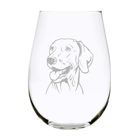 Weimaraner themed dog stemless wine glass 17 oz.
