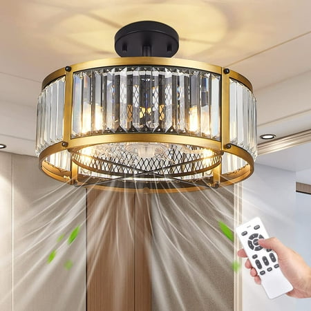 Caged Ceiling Fans with Lights and Remote Indoor Crystal Chandelier Ceiling Fan Timing Setting | 6 Speeds| E12 Base Gold Luxury Enclosed Fandelier Ceiling Fan for Bedroom Living Room S
Caged Ceiling Fans with Lights and Remote Indoor Crystal Chandelier Ceiling Fan Timing Setting | 6 Speeds| E12 Base Gold Luxury Enclosed Fandelier Ceiling Fan for Bedroom Living Room S