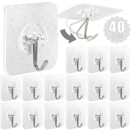 Heavy Duty Adhesive Hook 20 lbs / 9 kg (Max) Removable Waterproof Reusable Stainless Steel Hook for Bedroom Kitchen Bathroom-40 Pieces
Heavy Duty Adhesive Hook 20 lbs / 9 kg (Max) Removable Waterproof Reusable Stainless Steel Hook for Bedroom Kitchen Bathroom-40 Pieces