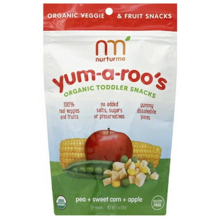 Nurturme Yum-a-Roo’s Organic Toddler Snacks, 1 oz, (Pack of 6)