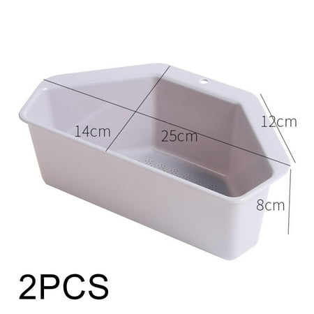 Triangular Corner Sink Drain Rack Shelf Basket Food Strainer Vegetable Fruit Gray 2pcs