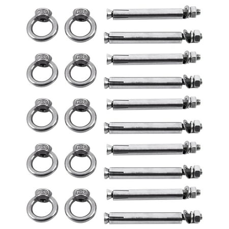 10Pcs Stainless Steel Raw Style Anchor Eye M6 x 82mm Silver