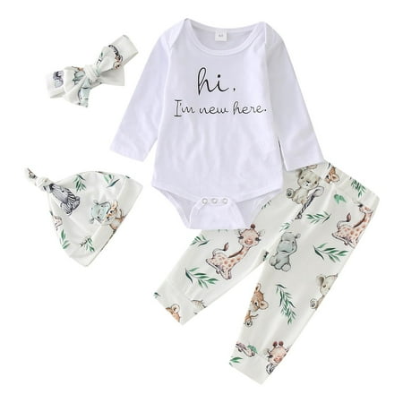 Kid Toddler Girl Outfits Cute Baby Clothing Sets Boys Long Sleeve Letter Romper Bodysuit Cartoon Prints Pants Hat Headbands Lovely Playwear Suits White 0-3 Months
Kid Toddler Girl Outfits Cute Baby Clothing Sets Boys Long Sleeve Letter Romper Bodysuit Cartoon Prints Pants Hat Headbands Lovely Playwear Suits White 0-3 Months