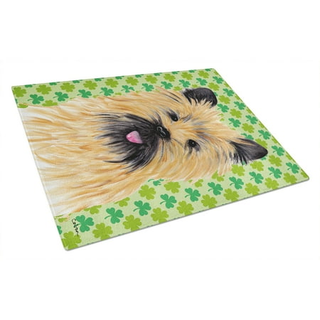Cairn Terrier St. Patrick s Day Shamrock Portrait Glass Cutting Board Large