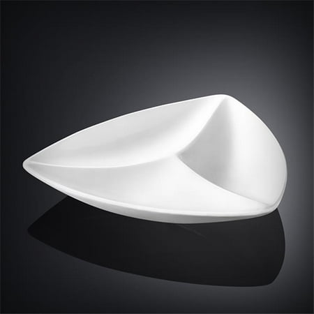 Wilmax 992584 8 in. Divided Triangular Dish, White - Pack of 36