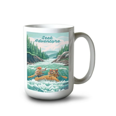 

15 fl oz Ceramic Mug Seek Adventure River Rafting Dishwasher & Microwave Safe