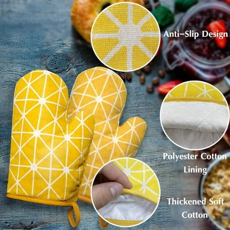 Oven gloves soft fabric lining non slip surface heat resistant kitchen microwave gloves 2PCS Yellow
Oven gloves soft fabric lining non slip surface heat resistant kitchen microwave gloves 2PCS Yellow