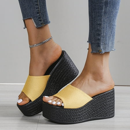 Cathalem Walk Diary Slippers for Women Fashion Summer Women Sandals Wedge Heel Thick Sole Flip Flops Slippers for Women Fuzzy Yellow 7.5
Cathalem Walk Diary Slippers for Women Fashion Summer Women Sandals Wedge Heel Thick Sole Flip Flops Slippers for Women Fuzzy Yellow 7.5