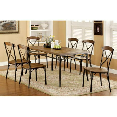 Furniture of America Stilson Industrial 7 Piece Dining Table Set