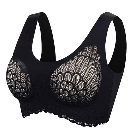 QWZNDZGR M-2XL Large Size Design Latex Bra Seamless Bras For Women Underwear Sexy Lace Brassiere Push Up Bralette With Pad Vest Top