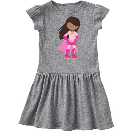 Inktastic African American Girl Pink Cape Superhero Girl Gift Toddler Girl Dress