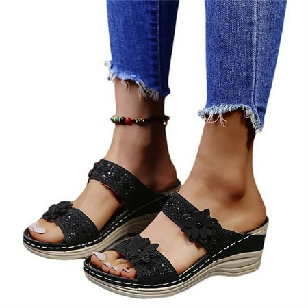 Women s Vintage Bohemia Platform Wedge Slipper Comfort Double Strap Flowers Slide Sandals-Shock Absorbtion Breathable Holes Arch Support Open Toe Slip on Mules Wedge Sandals
Women s Vintage Bohemia Platform Wedge Slipper Comfort Double Strap Flowers Slide Sandals-Shock Absorbtion Breathable Holes Arch Support Open Toe Slip on Mules Wedge Sandals