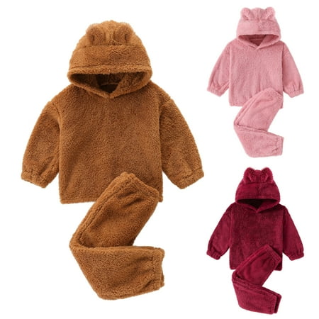 URMAGIC Toddler Baby Plush Bear Hooded Sweatshirt Set Infant Boys Girls Fleece Sweater Fall Winter Long Sleeve Trousers 2PCS 0-5 Years
URMAGIC Toddler Baby Plush Bear Hooded Sweatshirt Set Infant Boys Girls Fleece Sweater Fall Winter Long Sleeve Trousers 2PCS 0-5 Years