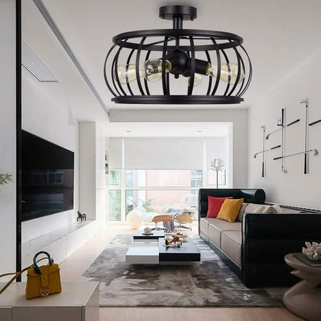 ANQIDI Semi Flush Mount Ceiling Light Vintage Pendant Lights Industrial Chandelier Black Metal Cage Hanging Fixture with 4 E26
ANQIDI Semi Flush Mount Ceiling Light Vintage Pendant Lights Industrial Chandelier Black Metal Cage Hanging Fixture with 4 E26