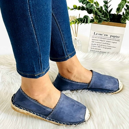 YTJX Casual Shoes For Women Ladies Flat Work Shoes Linen Bottom Casual Shoes