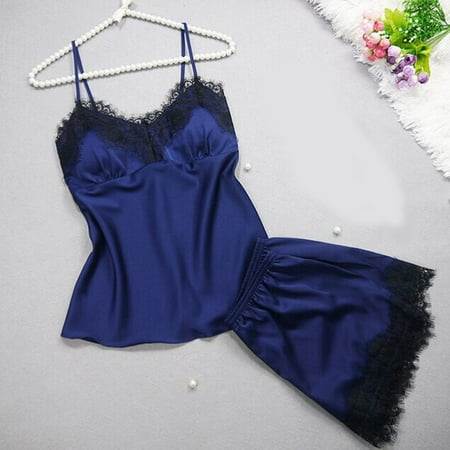 Yotyukeb Lingerie For Women Women Sleepwear Sleeveless Strap Nightwear Lace Trim Satin Cami Top Pajama Sets (Navy)
Yotyukeb Lingerie For Women Women Sleepwear Sleeveless Strap Nightwear Lace Trim Satin Cami Top Pajama Sets (Navy)