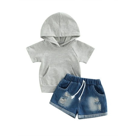 Frobukio 2Pcs Kids Toddler Boys Girls Summer Outfit Solid Color Hooded Short Sleeve Tops + Elastic Waist Shorts Gray 6-12 Months
Frobukio 2Pcs Kids Toddler Boys Girls Summer Outfit Solid Color Hooded Short Sleeve Tops + Elastic Waist Shorts Gray 6-12 Months
