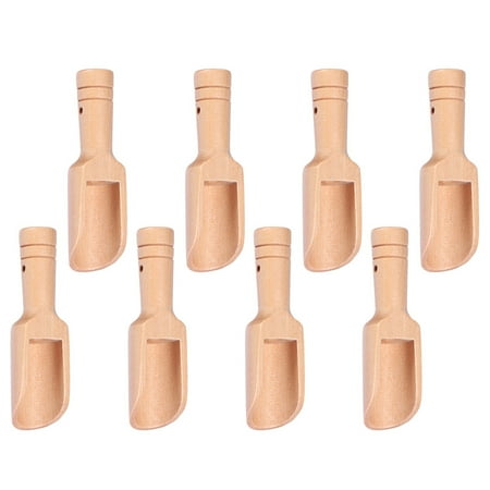 8pcs Wooden Round Handle Scoop Teaspoon Small Salt Shovel Milk Powder Scoops