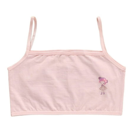 Junior Puberty Girls Summer Spaghetti Strap Training Bra Cute Cartoon Figures Un