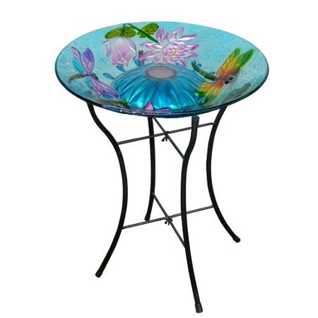 bird bath glass solar baths dragonfly outdoor garden peaktop contemporary hayneedle walmart shipping discount